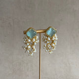 Imaan Aqua Crystal Stud Earrings - Ahseya & Co