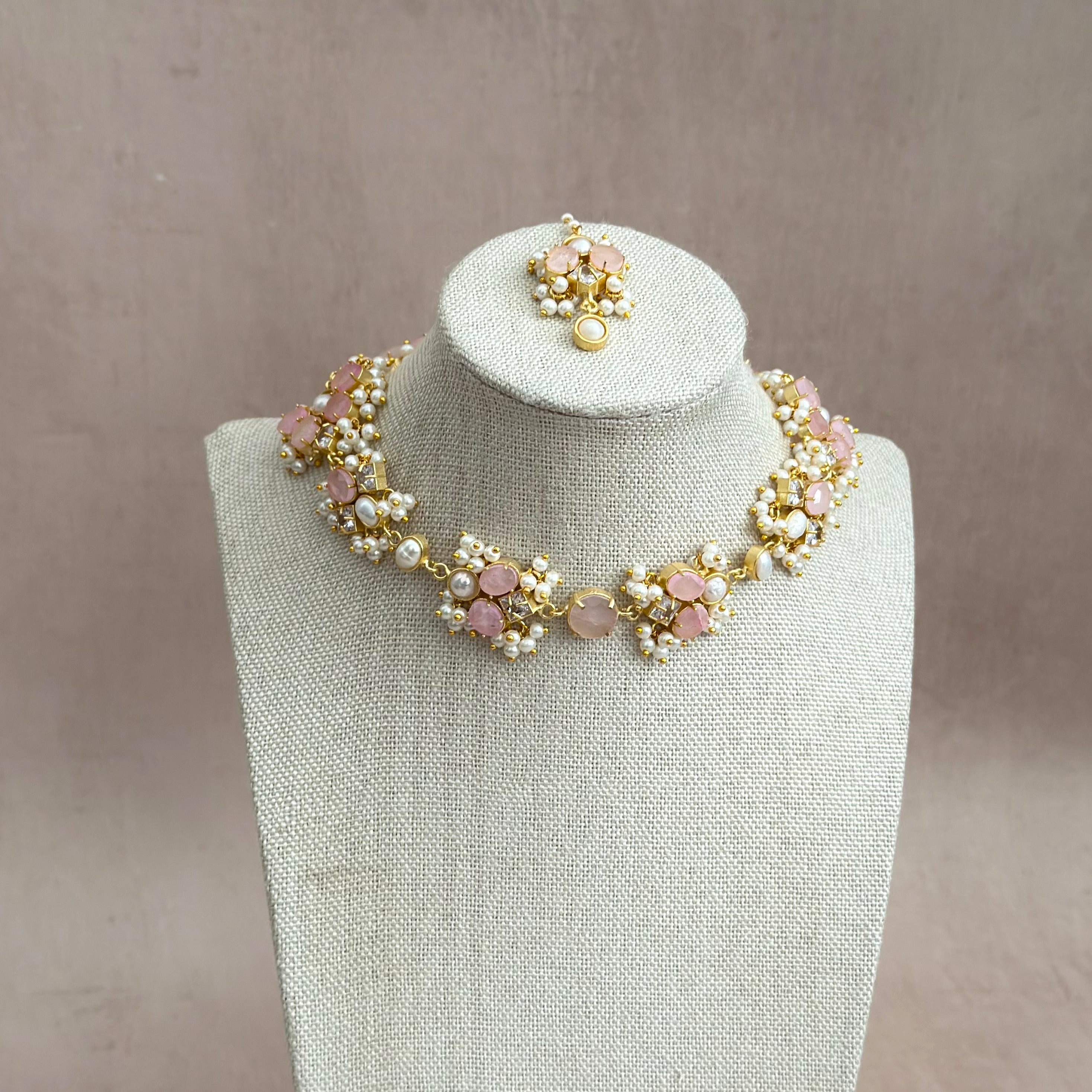 Elouise Pink Necklace Set - Ahseya & Co