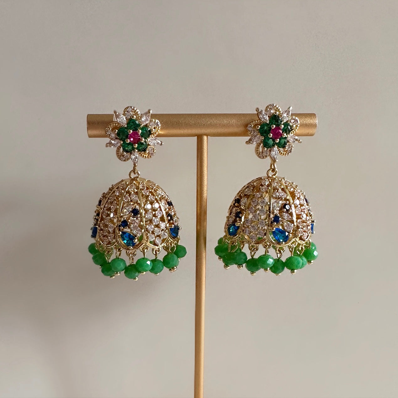 Willow Crystal Jhumka Earrings - Ahseya & Co.