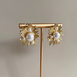 Gold Pearl Stud Earrings - Ahseya & Co.