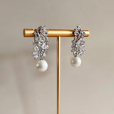 Kara Crystal Pearl Earrings - Ahseya & Co.