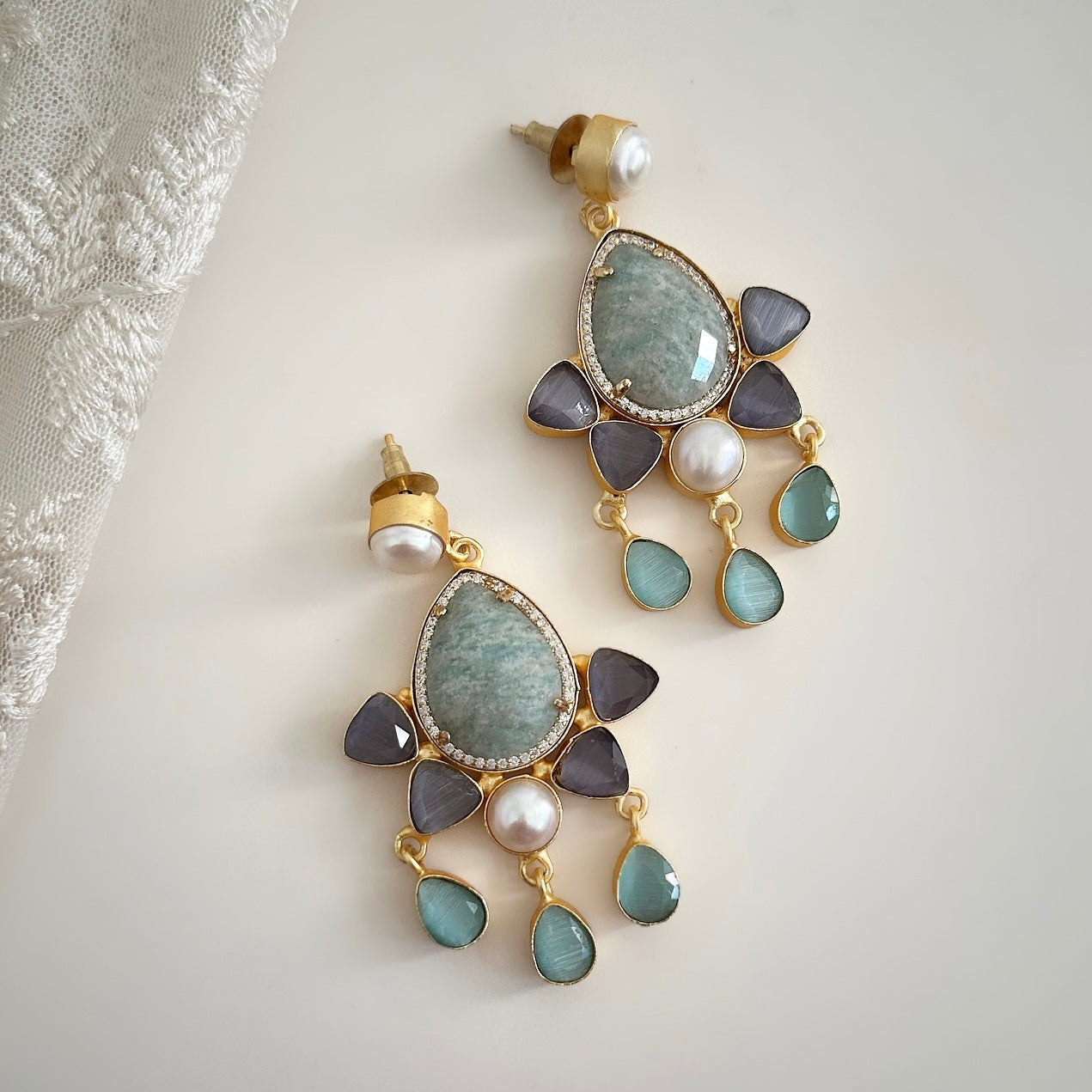 Nara Jade Drop Earrings - Ahseya & Co.