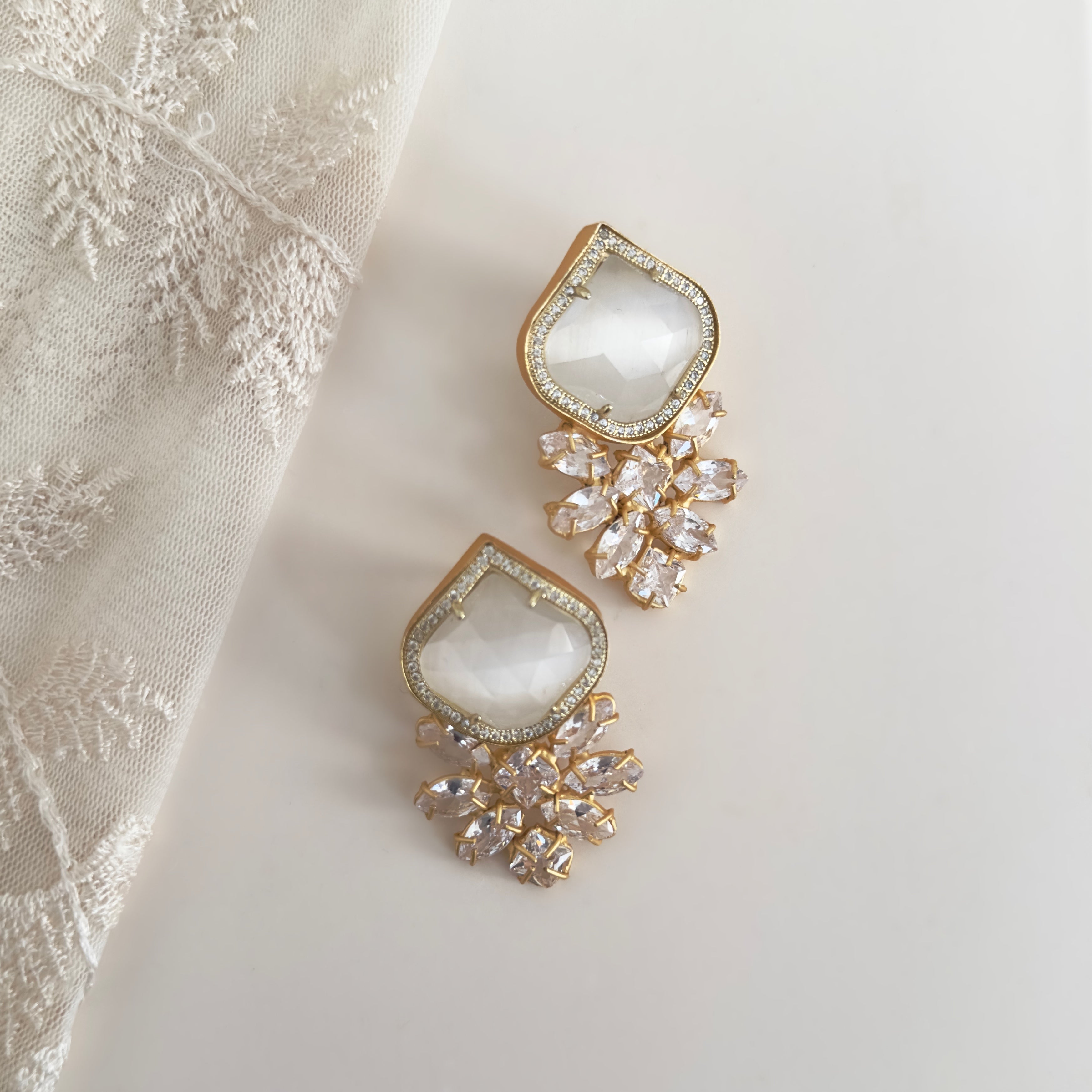 Ayla Grey Crystal Earrings - Ahseya & Co.