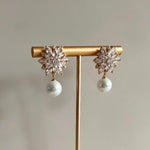 Gold Crystal Pearl Drop Earrings - Ahseya & Co.