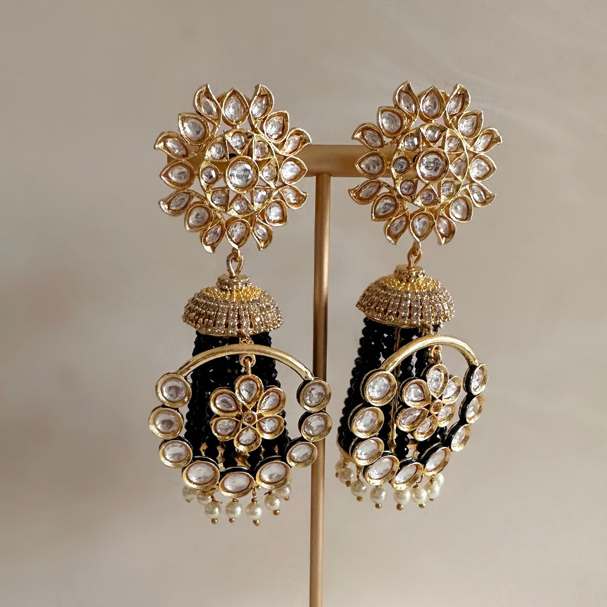 Silver deals kundan earrings