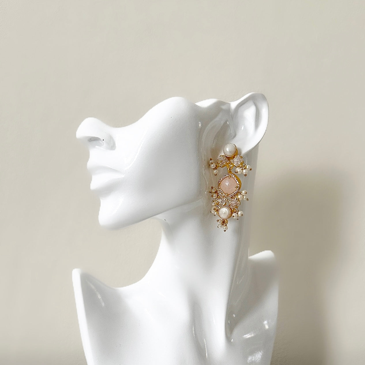 Sana Rose Quartz Earrings - Ahseya & Co.