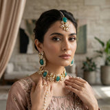 Safa Green Kundan Choker Set
