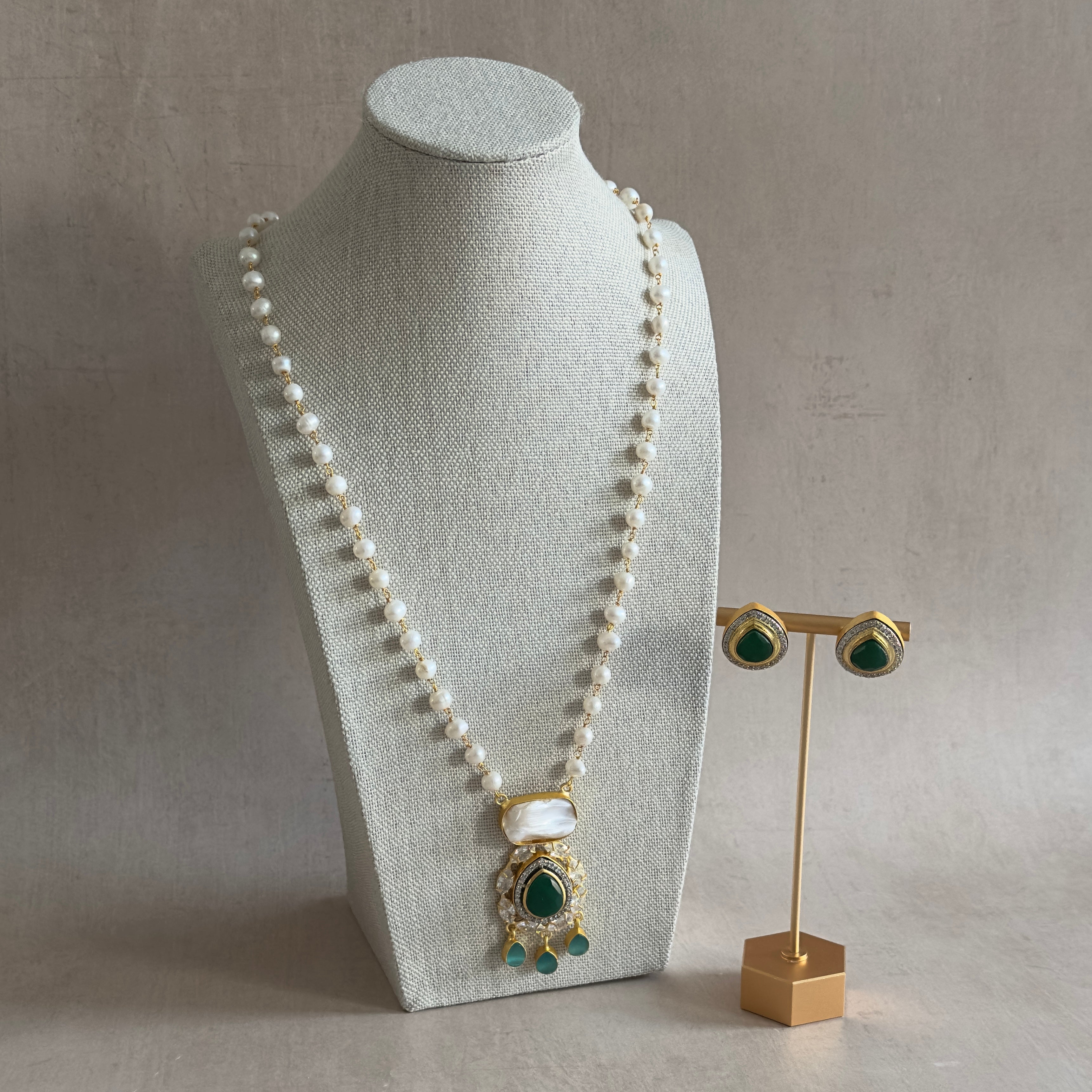 Green Pearl Mala Set - Ahseya & Co