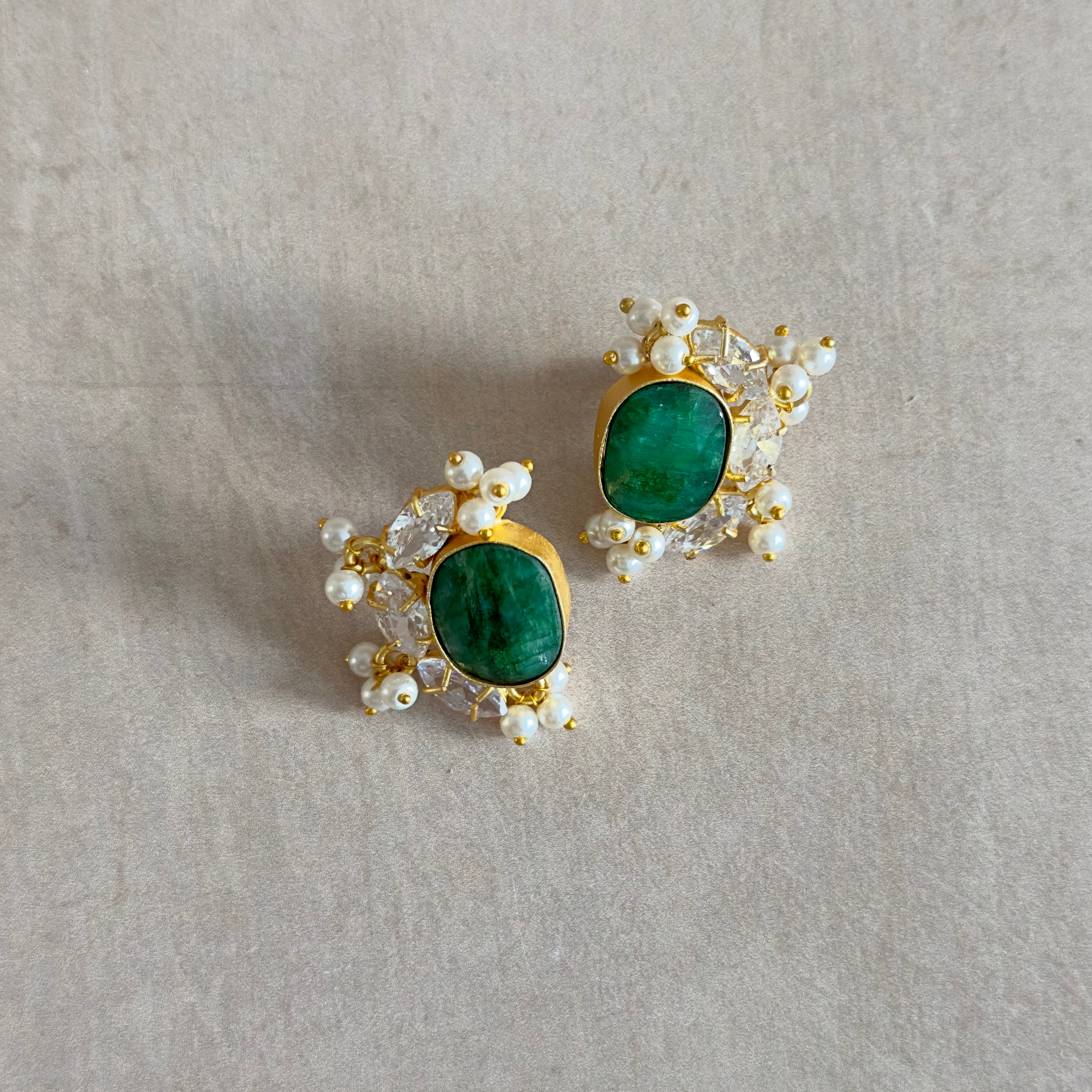 Suki Green Crystal Stud Earrings - Ahseya & Co