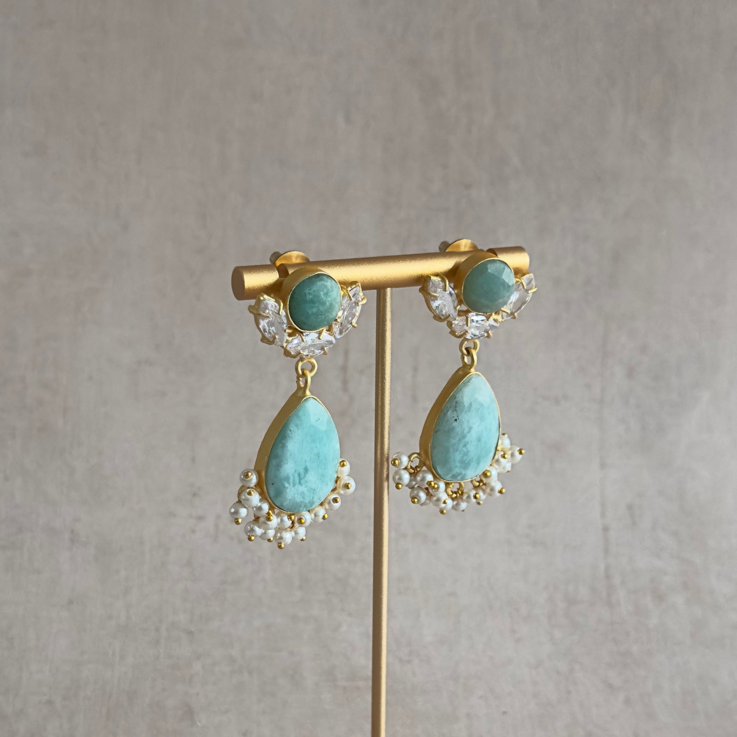 Huma Jade Crystal Drop Earrings - Ahseya & Co.