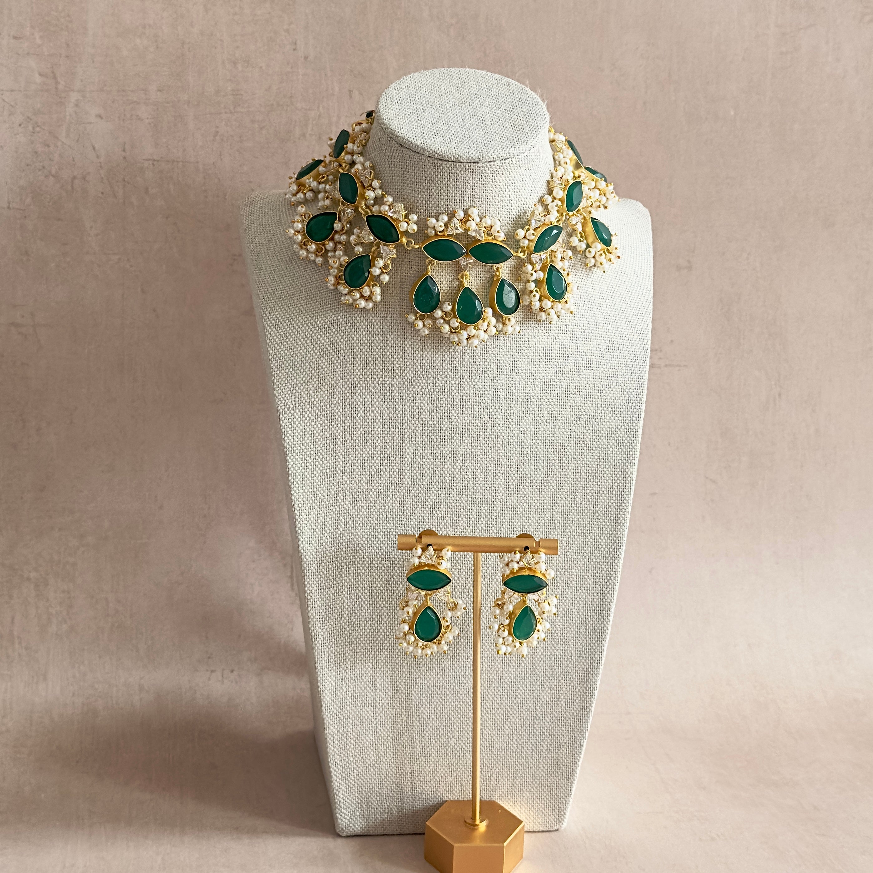 Qadira Green Necklace Set - Ahseya & Co.