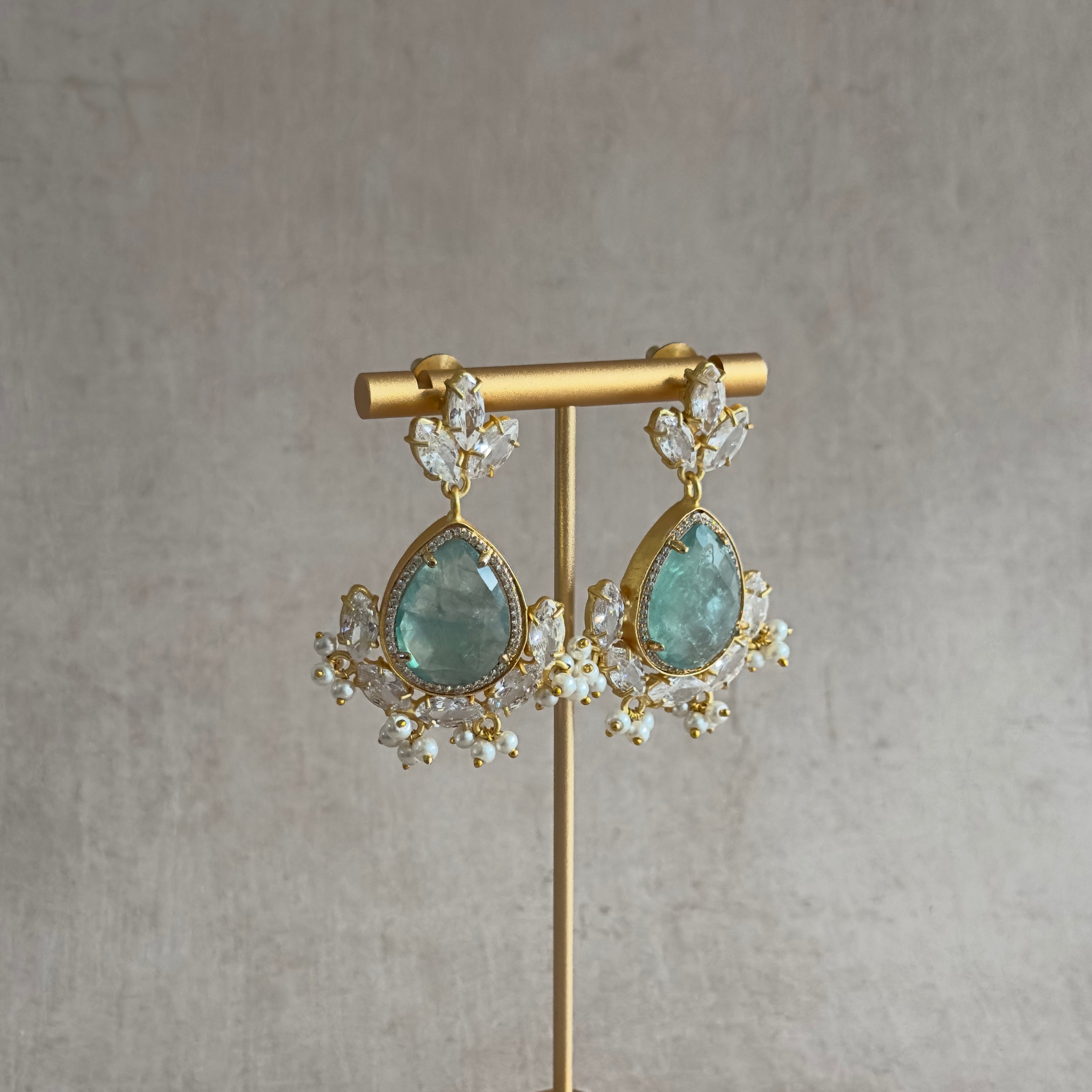 Felice Mint Crystal Drop Earrings - Ahseya & Co.