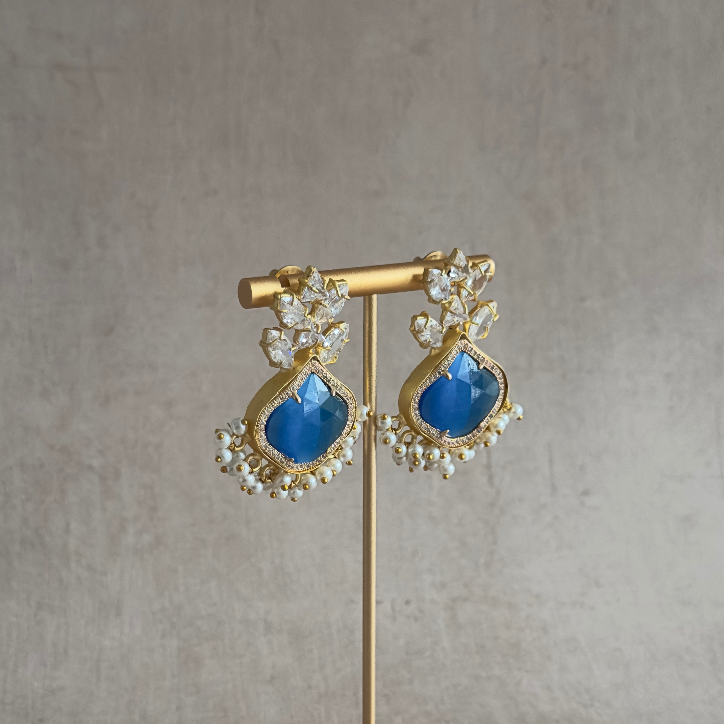 Isabelle Blue Crystal Earrings - Ahseya & Co.