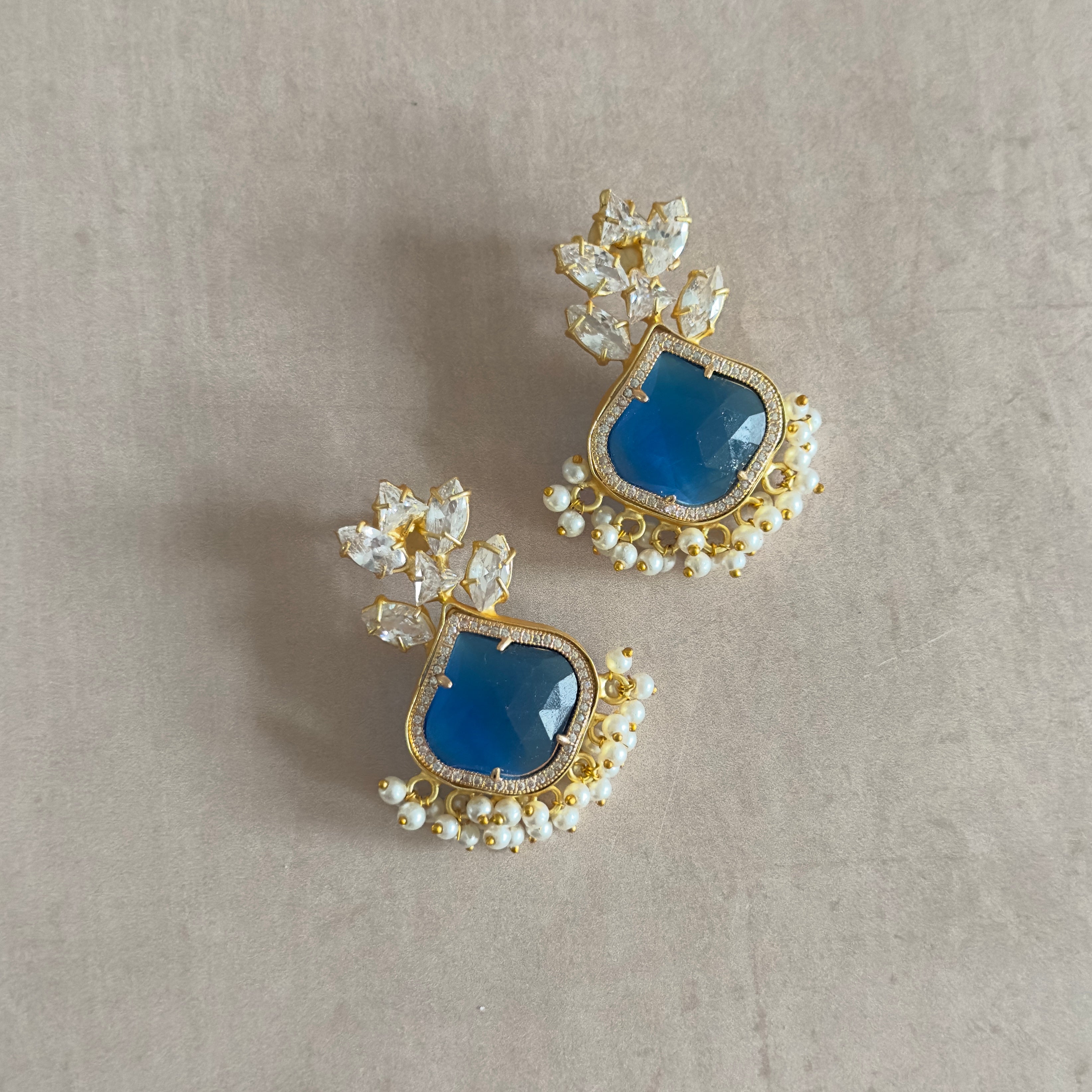 Isabelle Blue Crystal Earrings - Ahseya & Co.