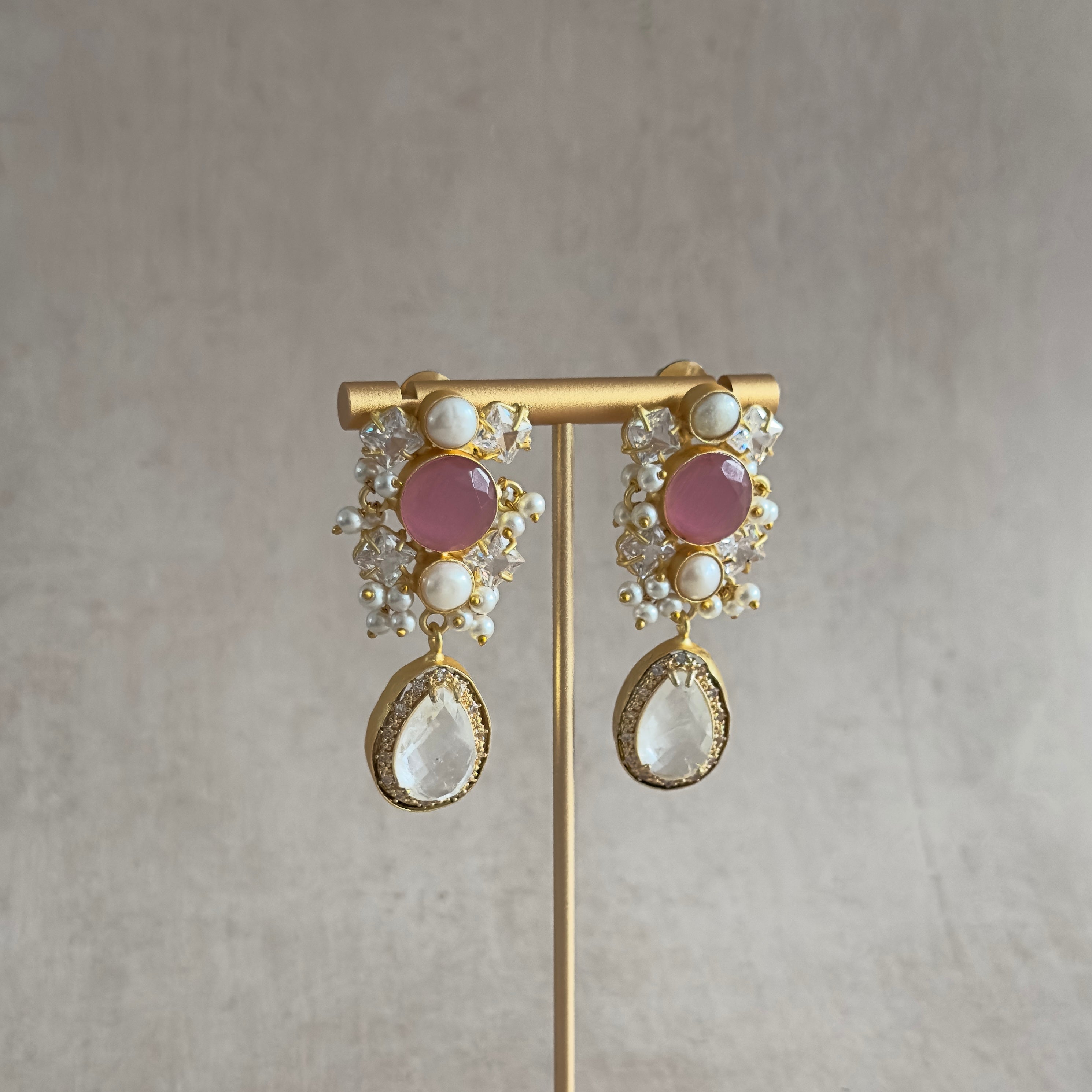 Lela Pink Drop Earrings - Ahseya & Co.