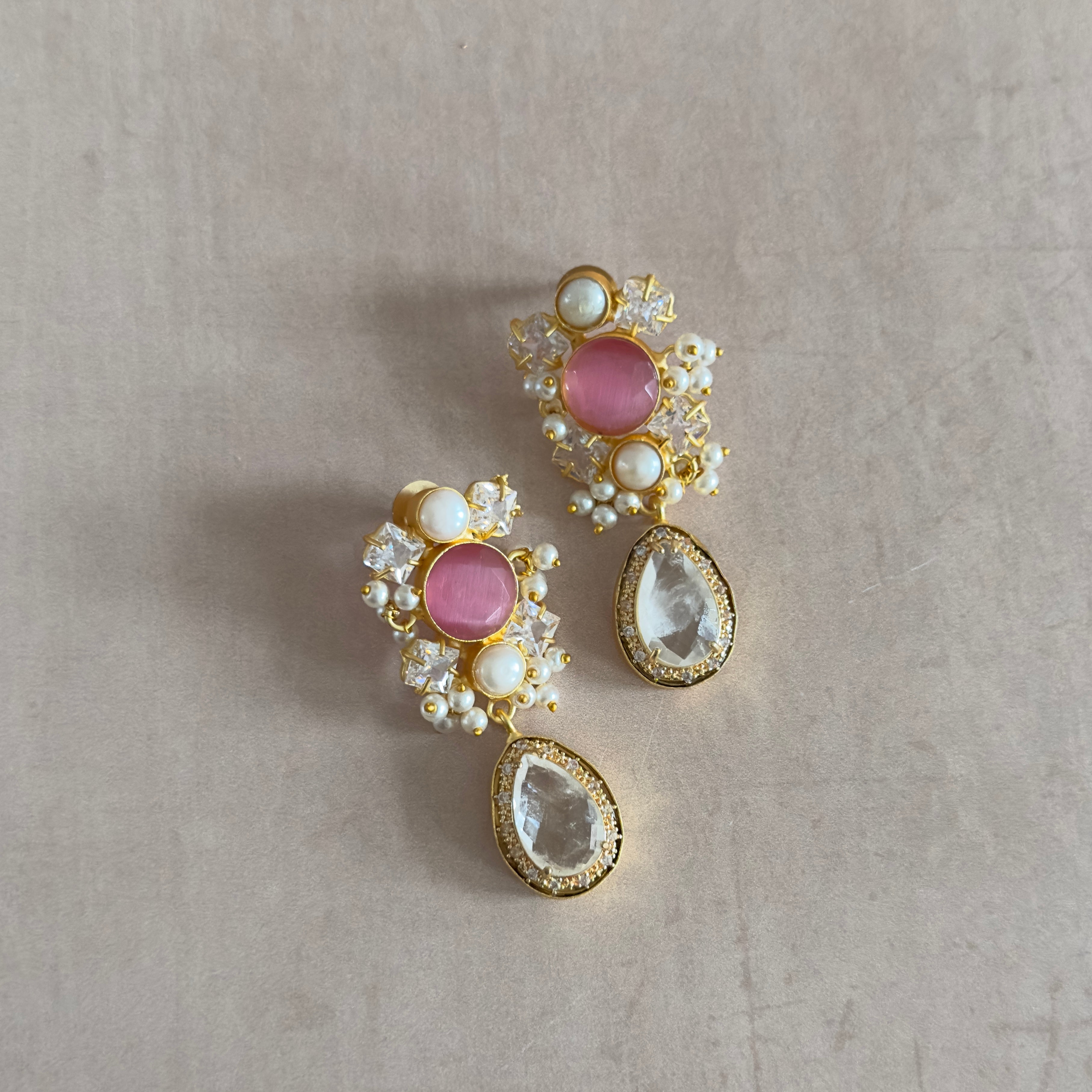 Lela Pink Drop Earrings - Ahseya & Co.