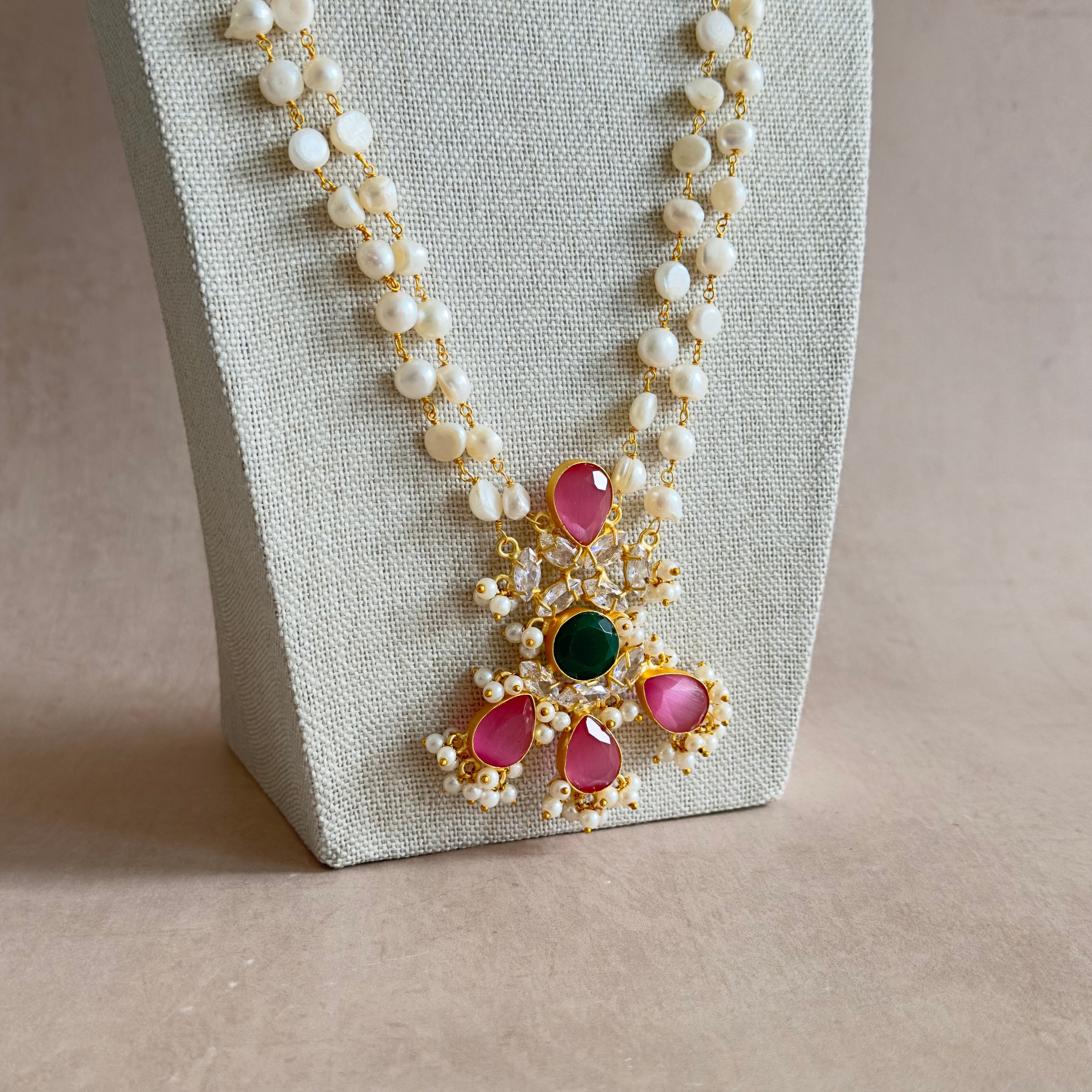 Madiha Pink Pearl Mala Set - Ahseya & Co