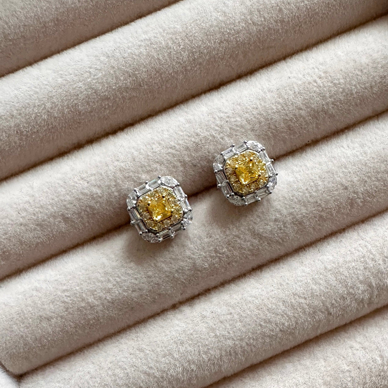 Glimmer with the Alex stud earrings, crafted with luxurious sterling silver and embellished with a luminous honey crystal centre. Adorned with an array of CZ crystals, these earrings will lend a sophisticated sparkle to any look. Earring drop 1.5cm