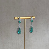 Tamin Teal Crystal Drop Earrings - Ahseya & Co.