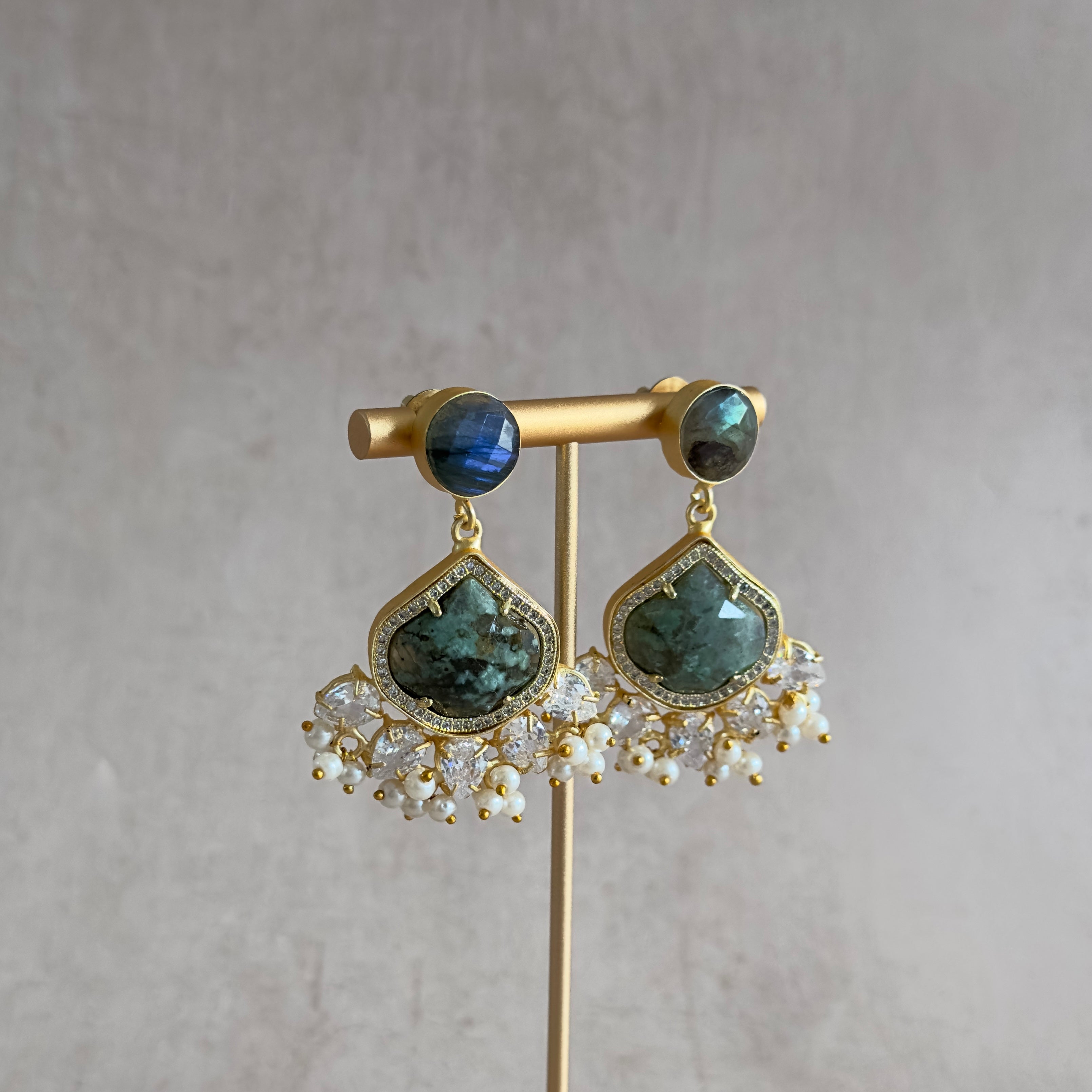 Green Marble Drop Earrings - Ahseya & Co