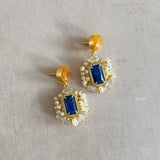 Navy Amber Drop Earrings - Ahseya & Co