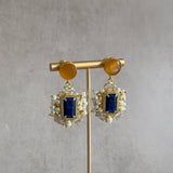 Navy Amber Drop Earrings - Ahseya & Co