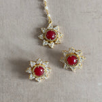 Starry Red Crystal Tikka Set - Ahseya & Co