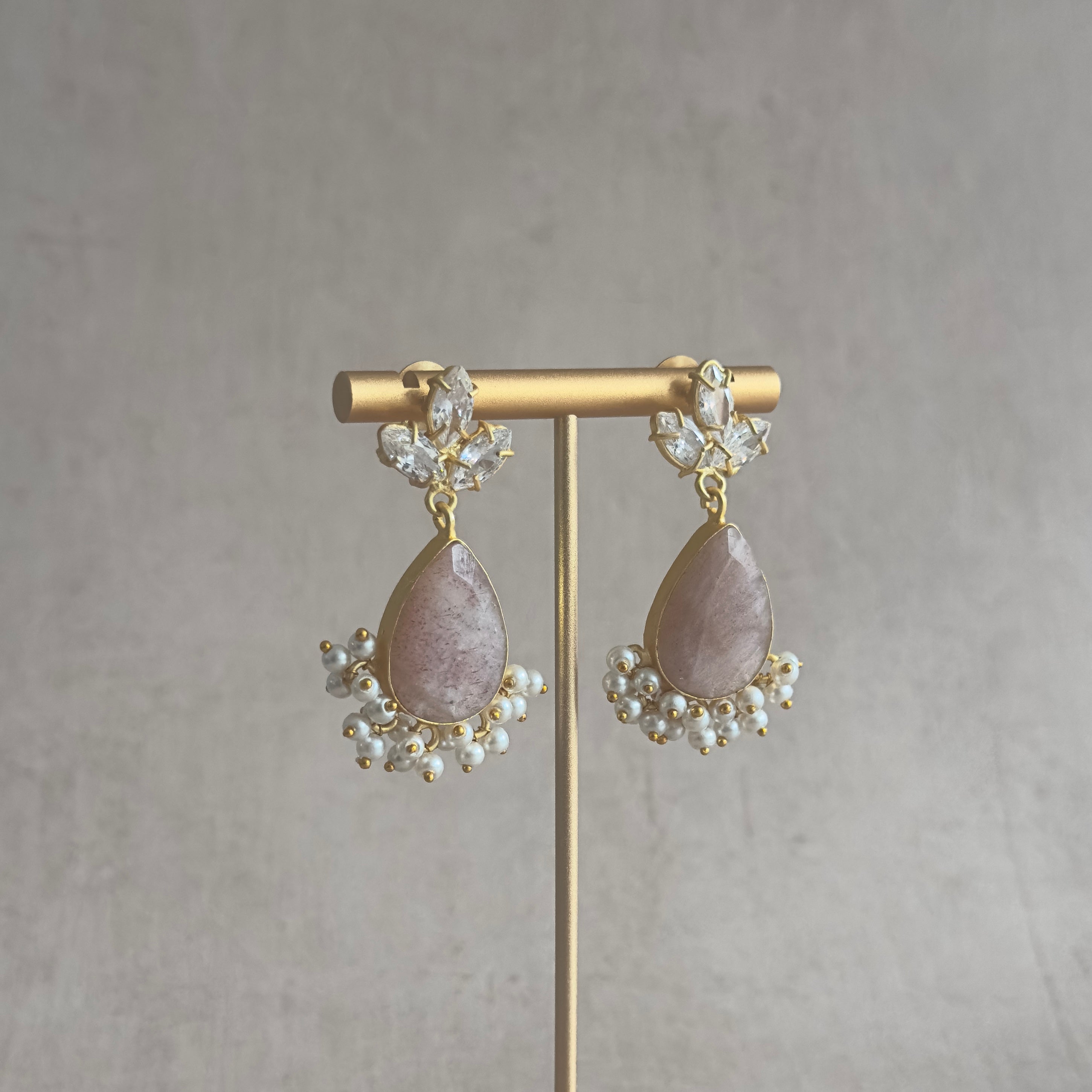 Mink Crystal Drop Earrings - Ahseya & Co.