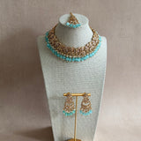 Henna Blue Kundan Necklace Set - Ahseya & Co