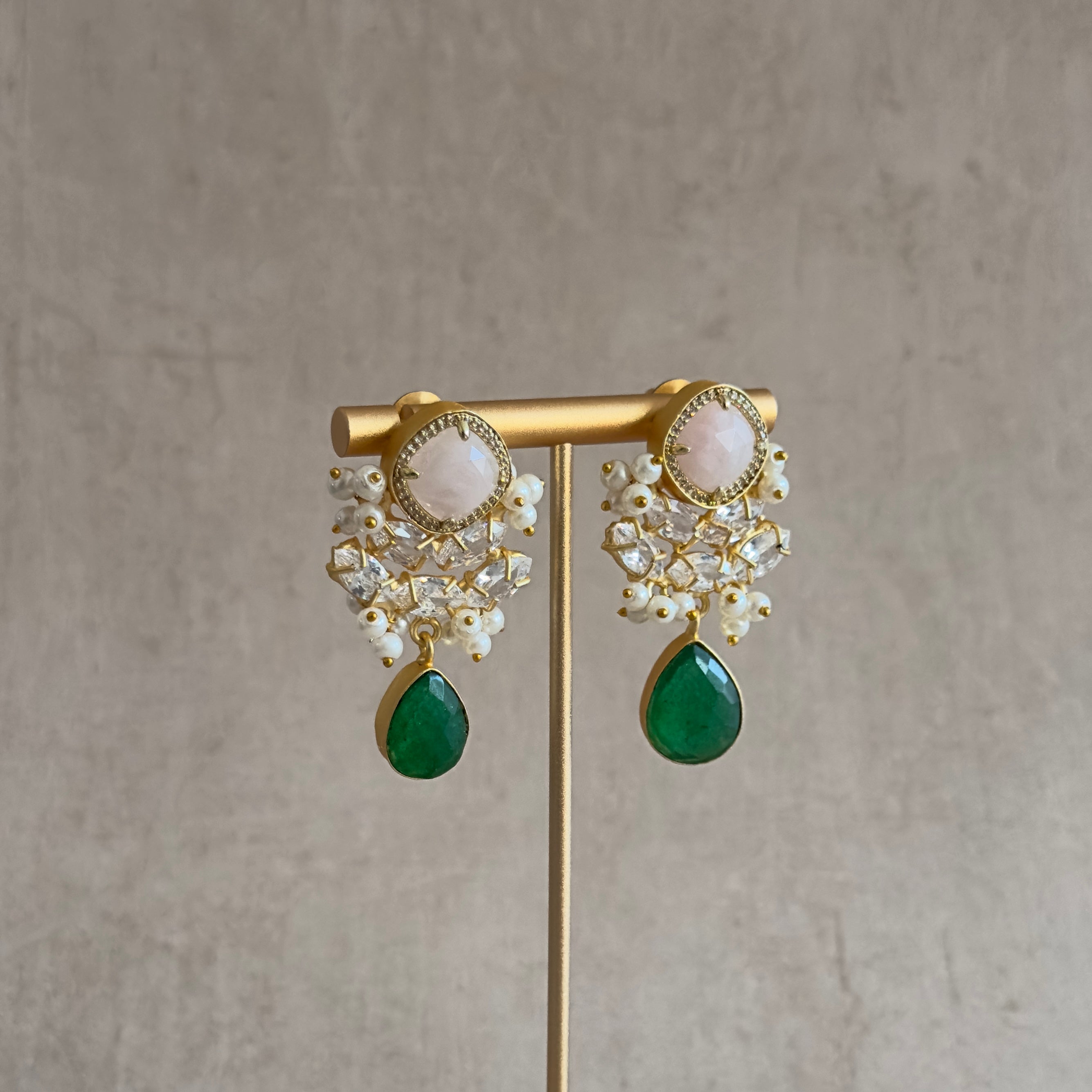 Saint Rose Green Drop Earrings - Ahseya & Co.