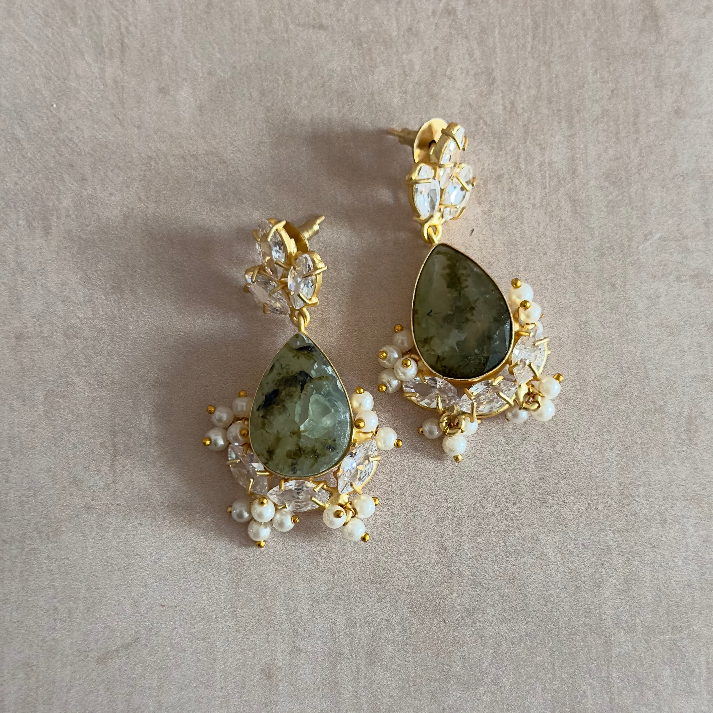 Jona Olive Crystal Drop Earrings - Ahseya & Co.