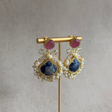 Navy Pink Drop Earrings