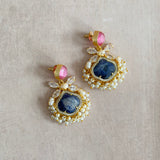 Navy Pink Drop Earrings