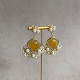 Honey Crystal Pearl Drop Earrings