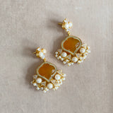 Honey Crystal Pearl Drop Earrings