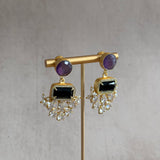 Purple Crystal Drop Earrings