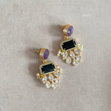 Purple Crystal Drop Earrings