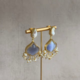 Lilac Crystal Pearl Drop Earrings