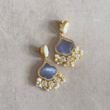 Lilac Crystal Pearl Drop Earrings