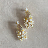 Joy Honey Pearl Crystal Stud Earrings