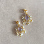 Lilac Crystal Pearl Drop Earrings - Ahseya & Co