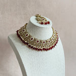 Anum Maroon Crystal Necklace Set - Ahseya & Co