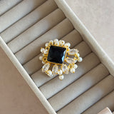 Farah Black Crystal Ring