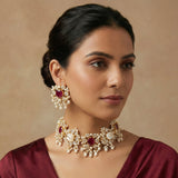 Maliha Maroon Pearl Choker Set - Ahseya & Co