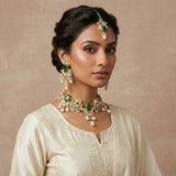 Ria Green Pearl Necklace Set