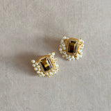 Ava Tiger Eye Stud Earrings