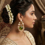 Zohra Olive Pearl Stud Earrings