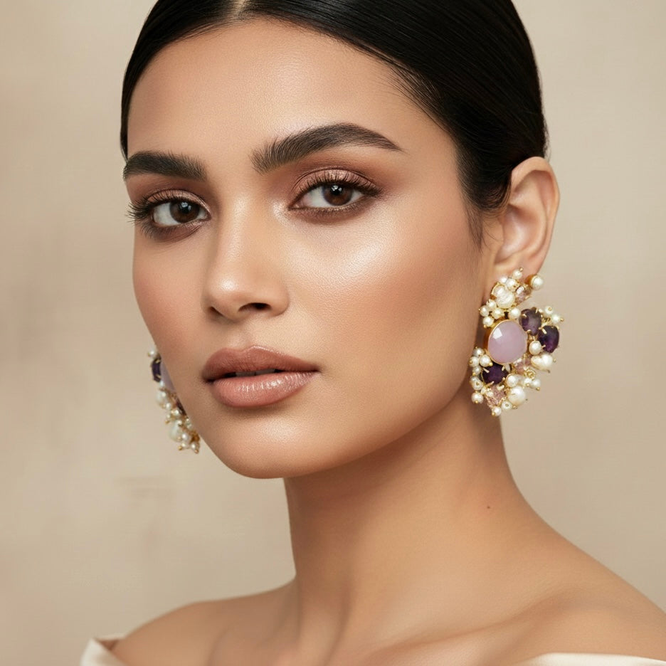 Selah Purple Crystal Stud Earrings - Ahseya & Co