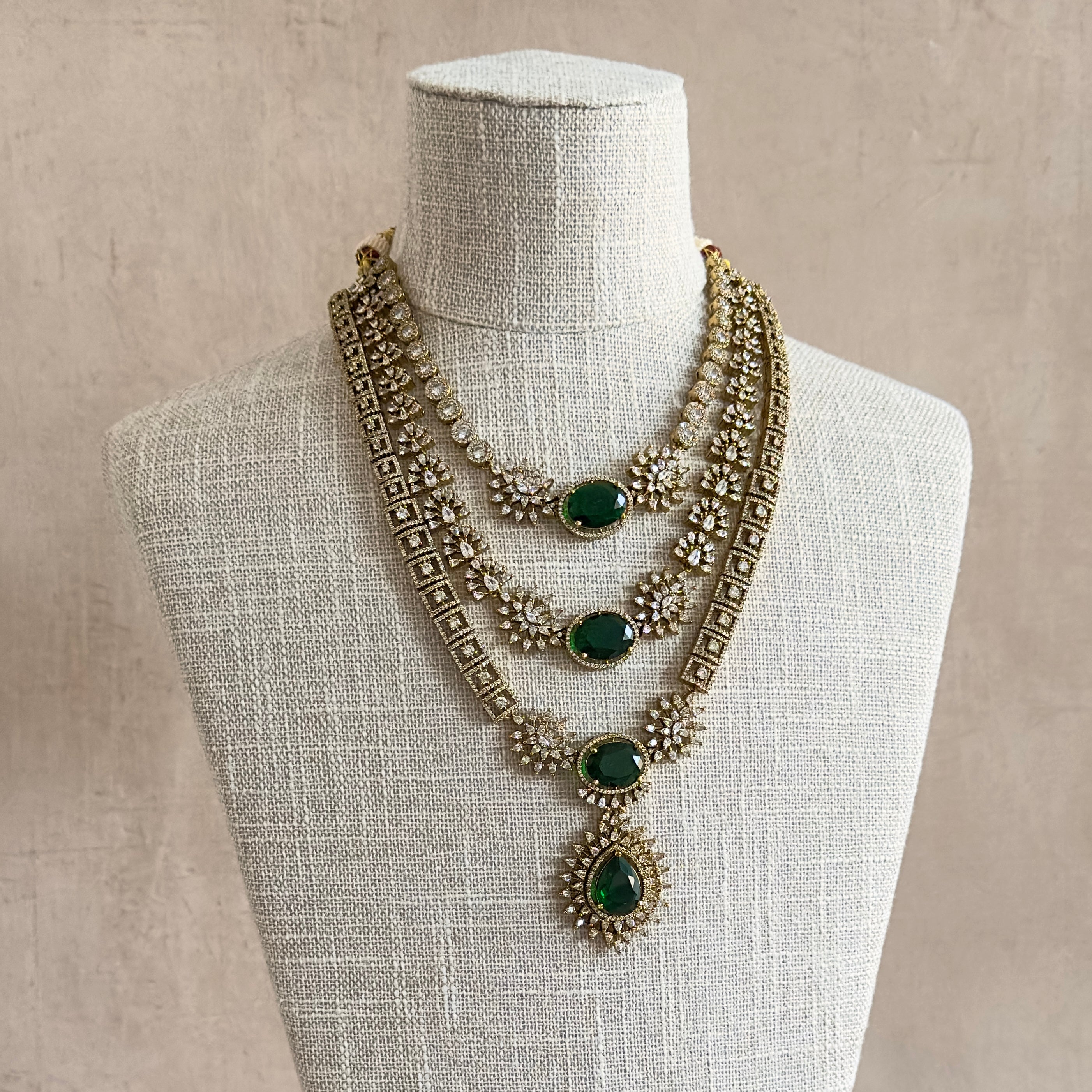 Hanyah Emerald Crystal Necklace Set - Ahseya & Co