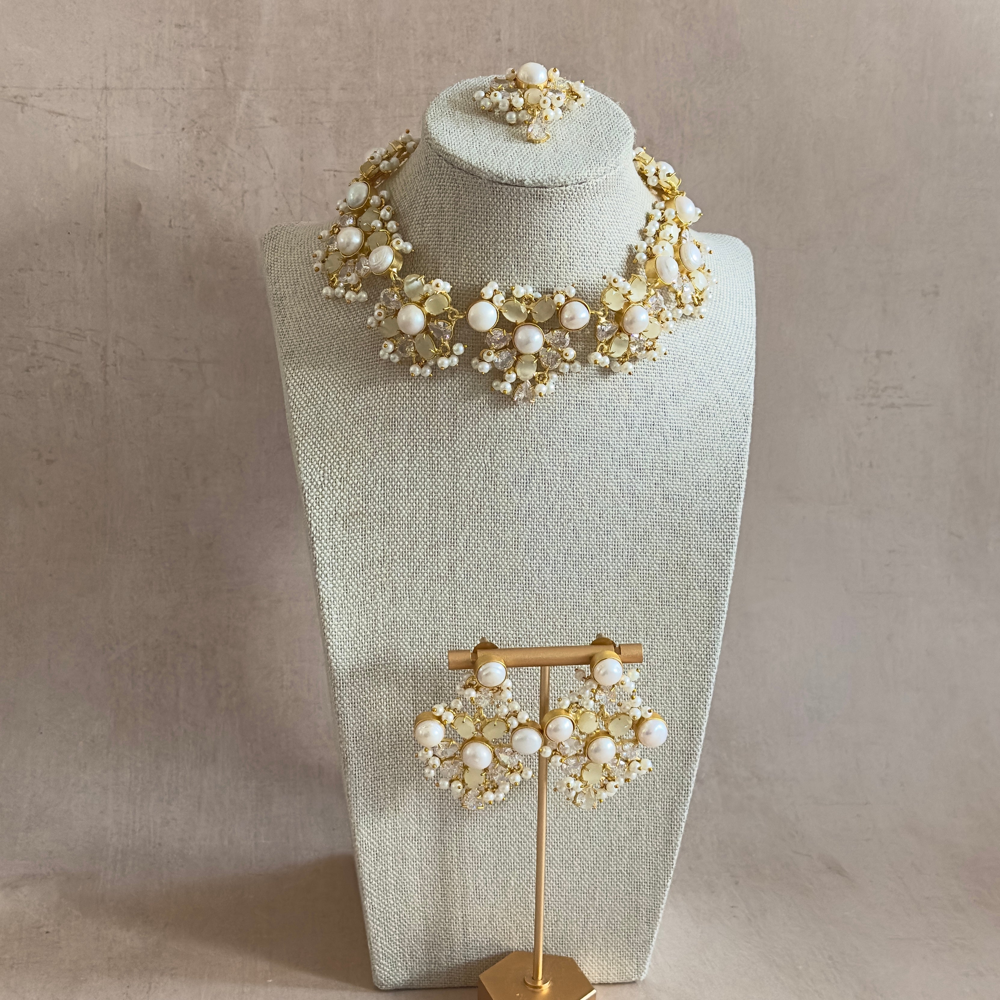 Kiara Grey Pearl Necklace Set - Ahseya & Co